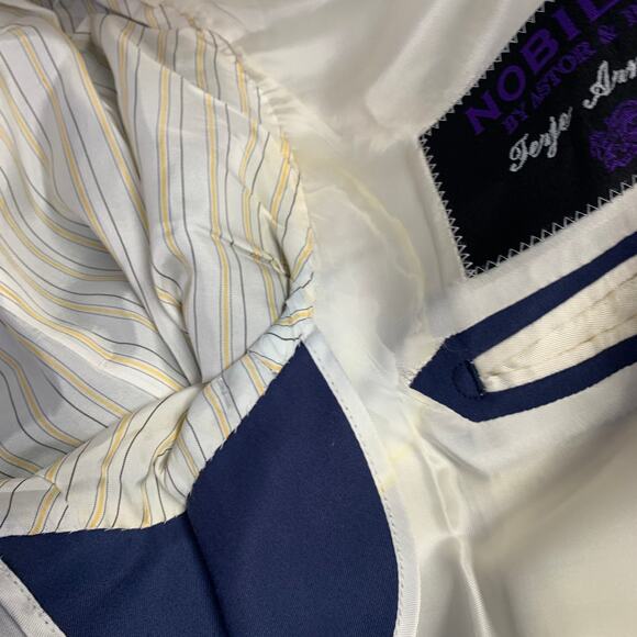 ASTOR & BLACK Size 44 Blue Contrast Stitch Single Breasted Notch Lapel Suit - Picture 16 of 16